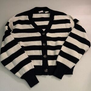 Levi's Black and White Striped Button Cardigan